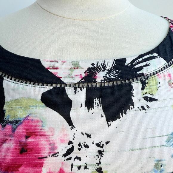 WHBM Black Floral Fit & Flare Dress 8 with Pockets Romantic Garden Party - Picture 2 of 14